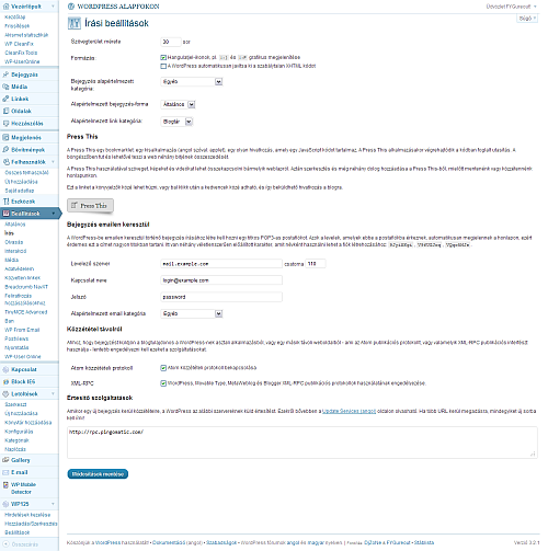 WordPress - Írás beállítások