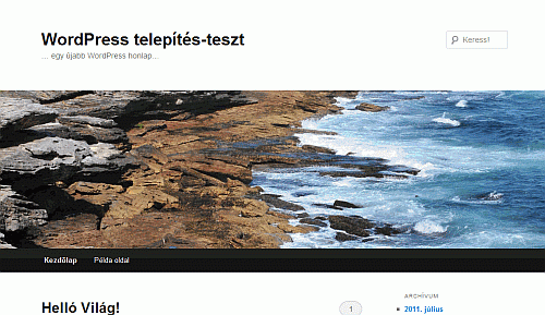 WordPress sikeres telepítés után