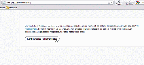 WordPress telepítés - konfigurációs fájl létrehozása